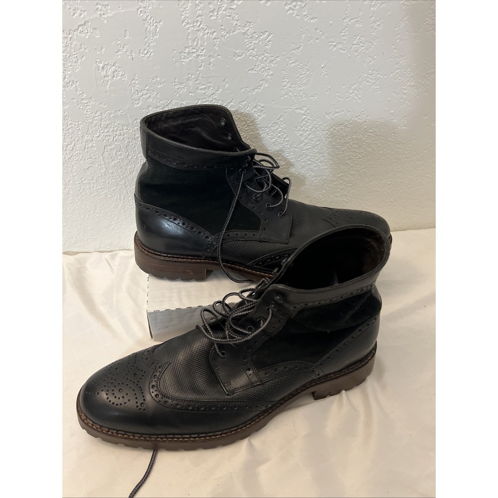 Johnston & Murphy Mens 20-8935 Black Suede Leather Boots Sz 13M Greer Wingtip